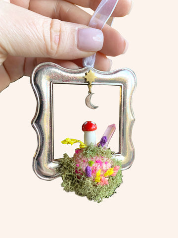 Cottagecore Whimsical Mushroom Moon Hanging Mini Frame Decor