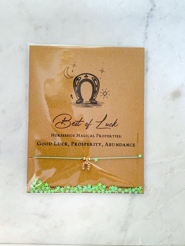 Best of Luck Horseshoe Charm Cord Carded Bracelet Giftable