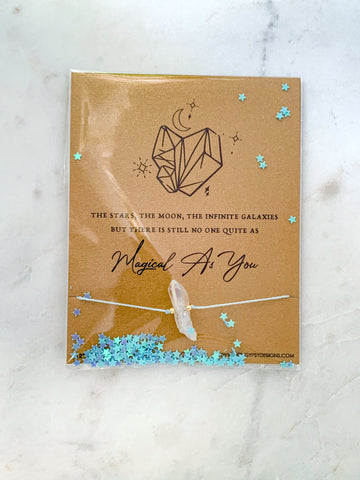 Magical As You Quartz Crystal Cord Carded Bracelet Giftable