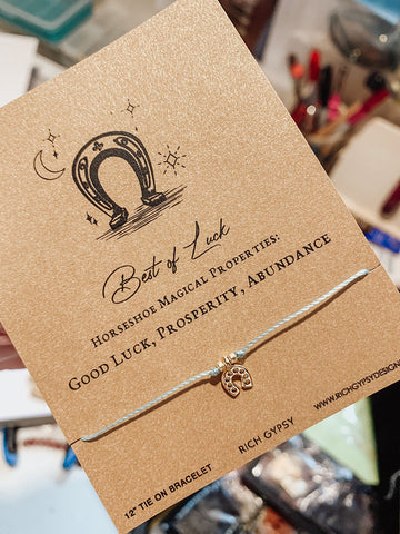 Best of Luck Horseshoe Charm Cord Carded Bracelet Giftable