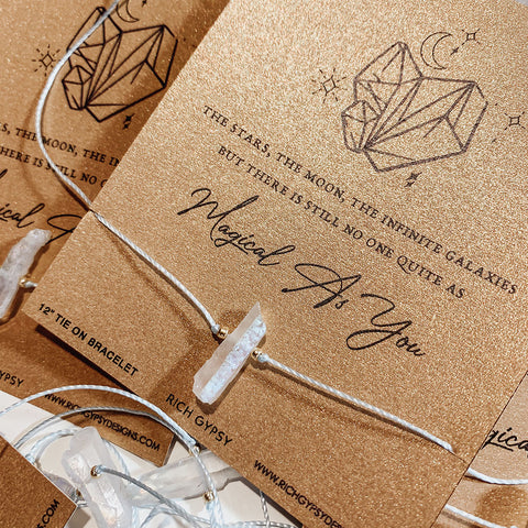 Magical As You Quartz Crystal Cord Carded Bracelet Giftable