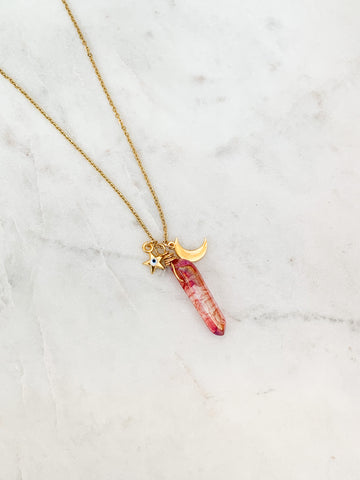 Embrace Your Magic Rainbow Quartz Crystal Gypsy Charm Necklace