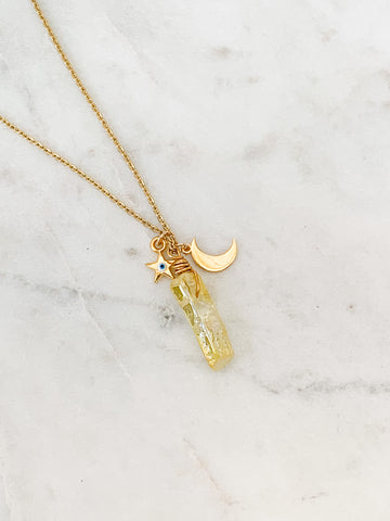 Embrace Your Magic Rainbow Quartz Crystal Gypsy Charm Necklace