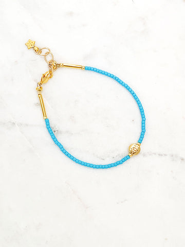 Quaintrelle Stay Protected Evil Eye Skinny Beaded Bracelet