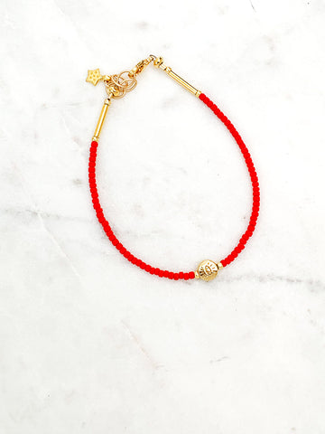 Quaintrelle Stay Protected Evil Eye Skinny Beaded Bracelet