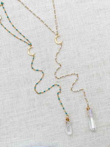 Quaintrelle Moon Dreamer Quartz Crystal Drop Necklace