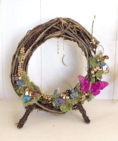 Cottagecore Whimsical Mushroom Butterfly Wreathe Decor