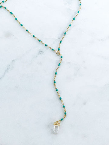 Quaintrelle Crystal Drop Charm Necklace