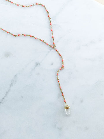 Quaintrelle Crystal Drop Charm Necklace