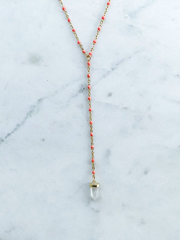 Quaintrelle Crystal Drop Charm Necklace