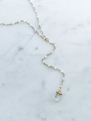 Quaintrelle Crystal Drop Charm Necklace