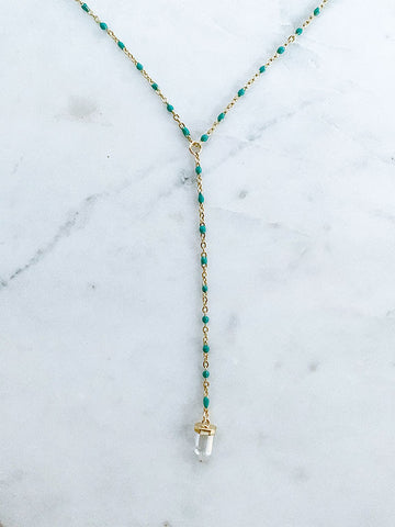 Quaintrelle Crystal Drop Charm Necklace