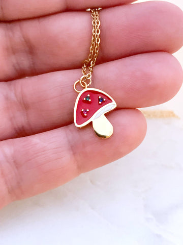 Quaintrelle Magic Mushroom Charm Necklace