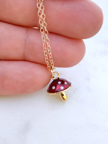 Embrace Your Magic 14K Gold filled Red Mushroom Charm Necklace