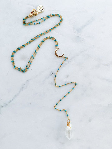 Quaintrelle Moon Dreamer Quartz Crystal Drop Necklace