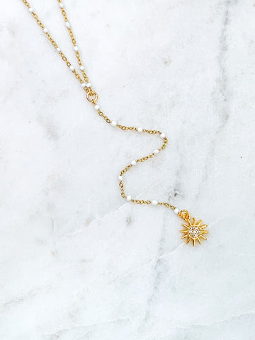 Quaintrelle White Sun Drop Charm Necklace