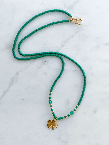Quaintrelle Lucky Four-Leaf Clover Charm Necklace